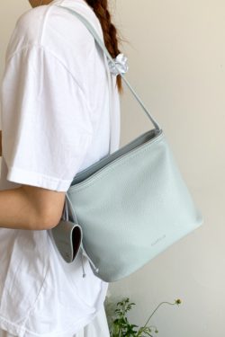 Korean Style Lychee Texture Minimalist Bucket Bag for Women - 2025 Summer Fashion Versatile Small Tote