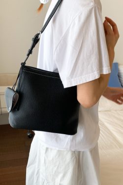 Korean Style Lychee Texture Minimalist Bucket Bag for Women - 2025 Summer Fashion Versatile Small Tote