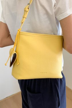 Korean Style Lychee Texture Minimalist Bucket Bag for Women - 2025 Summer Fashion Versatile Small Tote