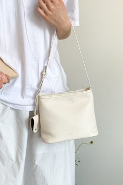 Korean Style Lychee Texture Minimalist Bucket Bag for Women - 2025 Summer Fashion Versatile Small Tote