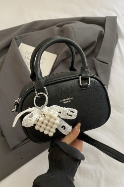 Korean-Style Minimalist Casual Tote Bag for Women - Small Square Crossbody Bowling Bag for Summer 2025