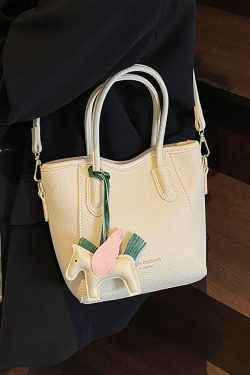 Korean-Style Minimalist Casual Tote Bag for Women - Versatile 2025 Spring Crossbody Bucket Bag