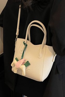 Korean-Style Minimalist Casual Tote Bag for Women - Versatile 2025 Spring Crossbody Bucket Bag