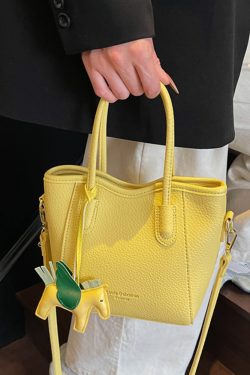 Korean-Style Minimalist Casual Tote Bag for Women - Versatile 2025 Spring Crossbody Bucket Bag