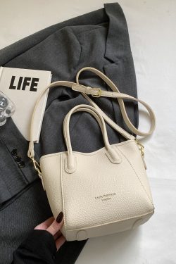 Korean-Style Minimalist Casual Tote Bag for Women - Versatile 2025 Spring Crossbody Bucket Bag
