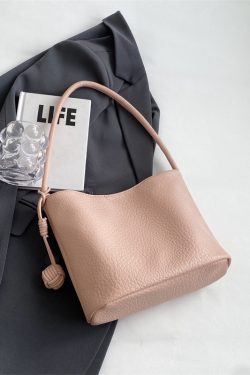 Korean-Style Minimalist Large-Capacity Tote Bag for Women, 2025 Trendy Lychee Pattern Underarm Handbag