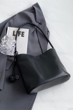 Korean-Style Minimalist Large-Capacity Tote Bag for Women, 2025 Trendy Lychee Pattern Underarm Handbag