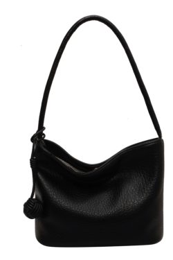 Korean-Style Minimalist Large-Capacity Tote Bag for Women, 2025 Trendy Lychee Pattern Underarm Handbag