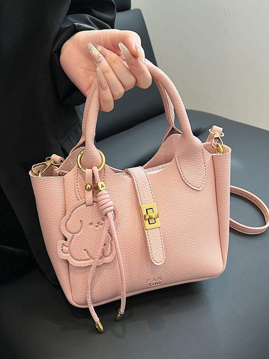 Korean-Style Minimalist Lychee Texture Handbag for Women - Versatile Small Crossbody Bucket Bag, 2025 Spring Collection Korean-Style Minimalist Lychee Texture Handbag for Women - Versatile Small Crossbody Bucket Bag, 2025 Spring Collection