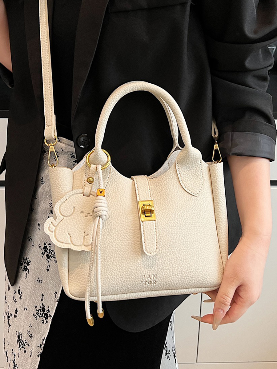 Korean-Style Minimalist Lychee Texture Handbag for Women - Versatile Small Crossbody Bucket Bag, 2025 Spring Collection Korean-Style Minimalist Lychee Texture Handbag for Women - Versatile Small Crossbody Bucket Bag, 2025 Spring Collection