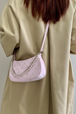 Korean-Style Pink Chain Underarm Crossbody Bag for Women - Trendy Small Shoulder Bag with Niche Design for 2025