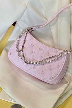Korean-Style Pink Chain Underarm Crossbody Bag for Women - Trendy Small Shoulder Bag with Niche Design for 2025