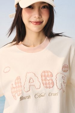 Korean Style Playful Cloud Patch T-Shirt - Cool Feeling Sorona Fabric Couple Tee for Summer Fashion