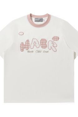 Korean Style Playful Cloud Patch T-Shirt - Cool Feeling Sorona Fabric Couple Tee for Summer Fashion