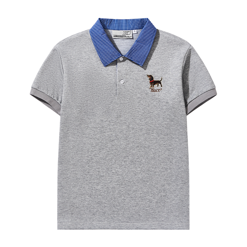 Korean-Style Retro College Plaid Collar Fake Two-Piece Color-Blocked Embroidered Polo Shirt Korean-Style Retro College Plaid Collar Fake Two-Piece Color-Blocked Embroidered Polo Shirt