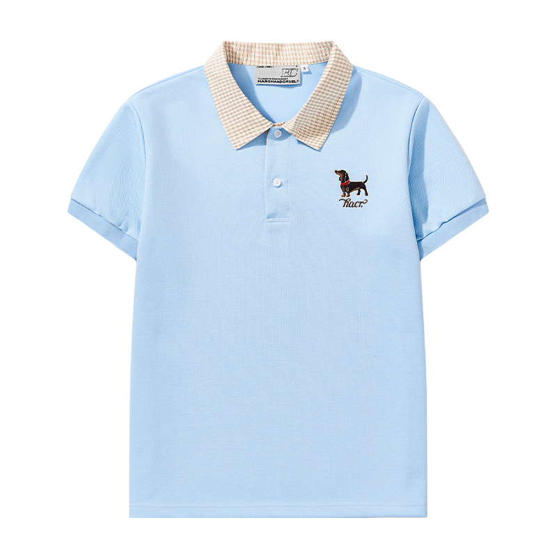 Korean-Style Retro College Plaid Collar Fake Two-Piece Color-Blocked Embroidered Polo Shirt Korean-Style Retro College Plaid Collar Fake Two-Piece Color-Blocked Embroidered Polo Shirt