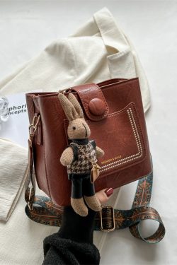 Korean Style Retro Wide Shoulder Strap Crossbody Bag for Women - Versatile Spring/Summer 2025 High-End Bucket Bag