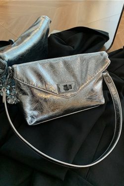 Korean Style Silver Trendy Small Square Bag for Women - 2025 High-End Spring Summer Shoulder Crossbody Bag