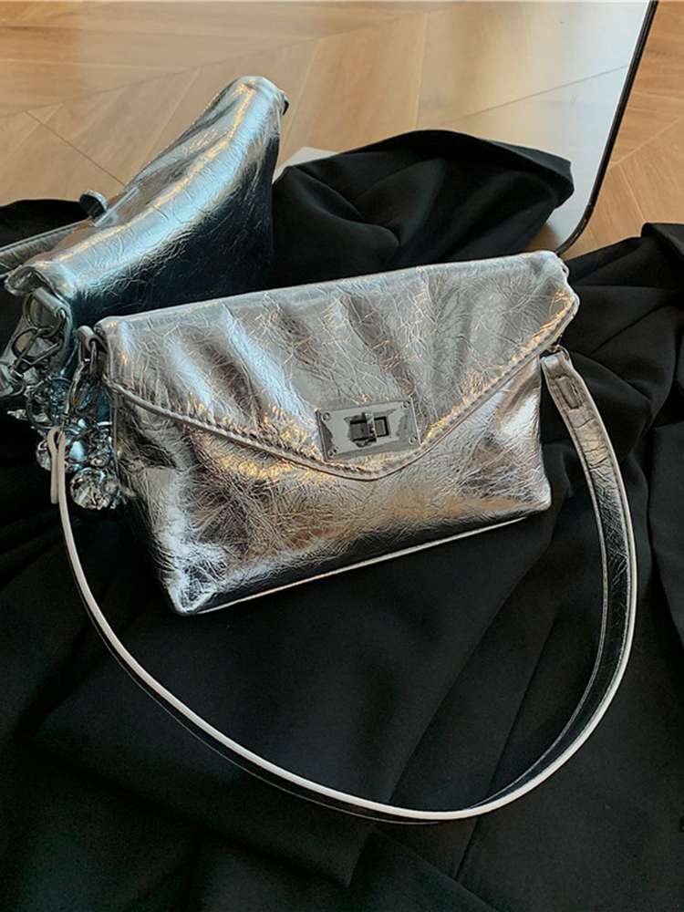 Korean Style Silver Trendy Small Square Bag for Women - 2025 High-End Spring Summer Shoulder Crossbody Bag Korean Style Silver Trendy Small Square Bag for Women - 2025 High-End Spring Summer Shoulder Crossbody Bag