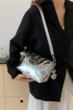 Korean Style Silver Trendy Small Square Bag for Women - 2025 High-End Spring Summer Shoulder Crossbody Bag