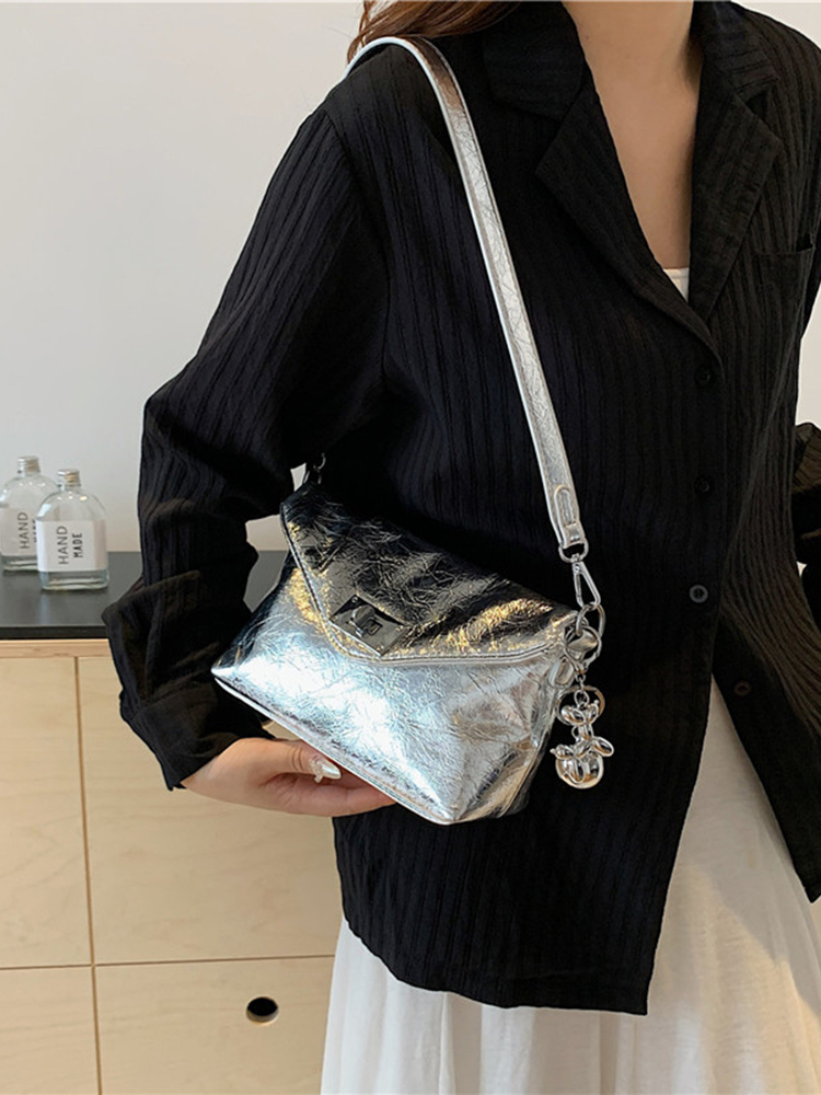 Korean Style Silver Trendy Small Square Bag for Women - 2025 High-End Spring Summer Shoulder Crossbody Bag Korean Style Silver Trendy Small Square Bag for Women - 2025 High-End Spring Summer Shoulder Crossbody Bag