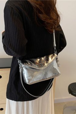 Korean Style Silver Trendy Small Square Bag for Women - 2025 High-End Spring Summer Shoulder Crossbody Bag