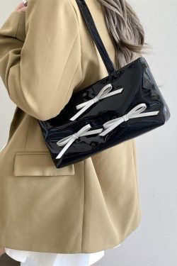 Korean Style Sweet Bow Design Women's Underarm Bag - Small Handheld Shoulder Bag for 2025 Fashion Trends