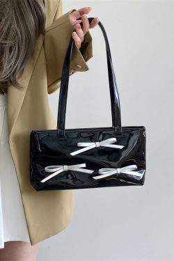 Korean Style Sweet Bow Design Women's Underarm Bag - Small Handheld Shoulder Bag for 2025 Fashion Trends