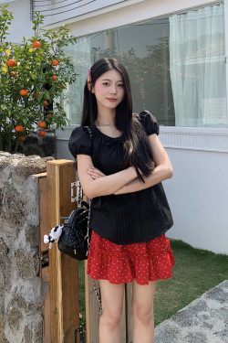 Korean Style Sweet Puff Sleeve Shirt for Women - Summer Slim Fit Versatile Short Sleeve Top, Perfect for Y2K and Casual Wear