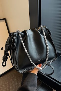 Korean Style Versatile Chain Small Bag for Women, Wrinkled Cloud Square Crossbody Bag, 2025 Spring/Summer Fashion Essential