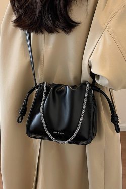 Korean Style Versatile Chain Small Bag for Women, Wrinkled Cloud Square Crossbody Bag, 2025 Spring/Summer Fashion Essential