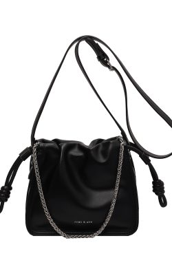 Korean Style Versatile Chain Small Bag for Women, Wrinkled Cloud Square Crossbody Bag, 2025 Spring/Summer Fashion Essential