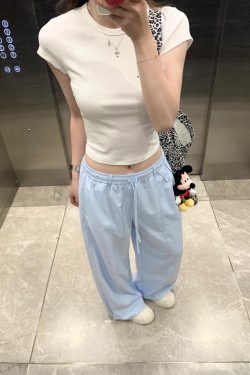 Korean Style White Shoulder-Fitted Slim T-Shirt for Women, Waist-Cinching Non-Transparent Cotton Short Sleeve Top, 2025 Summer Fashion