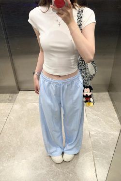 Korean Style White Shoulder-Fitted Slim T-Shirt for Women, Waist-Cinching Non-Transparent Cotton Short Sleeve Top, 2025 Summer Fashion