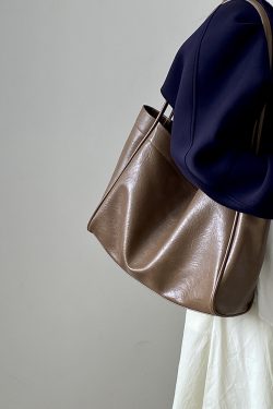 Korean Style Women's Soft Leather Commuter Tote Bag - Fashionable Casual Shoulder Bag for Everyday Use