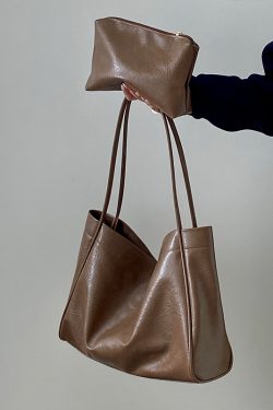 Korean Style Women's Soft Leather Commuter Tote Bag - Fashionable Casual Shoulder Bag for Everyday Use