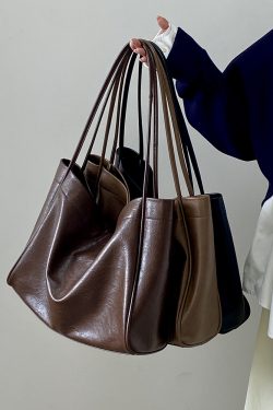 Korean Style Women's Soft Leather Commuter Tote Bag - Fashionable Casual Shoulder Bag for Everyday Use