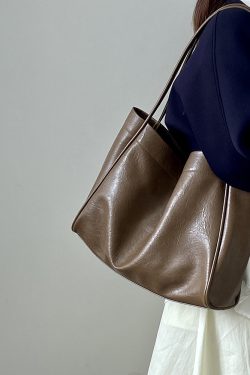 Korean Style Women's Soft Leather Commuter Tote Bag - Fashionable Casual Shoulder Bag for Everyday Use