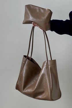 Korean Style Women's Soft Leather Commuter Tote Bag - Fashionable Casual Shoulder Bag for Everyday Use