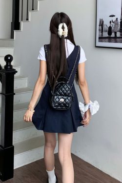 Korean Style Women's V-Neck Sling Dress Set - Summer College Wind Vest & Skirt Outfit