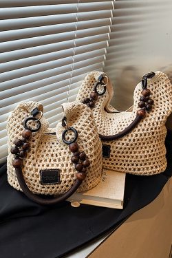 Korean-Style Woven Underarm Bag, Casual Straw Shoulder Bag for Summer 2025, Large Capacity Minimalist Seaside Vacation Accessory