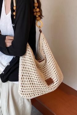 Korean-Style Woven Underarm Bag, Casual Straw Shoulder Bag for Summer 2025, Large Capacity Minimalist Seaside Vacation Accessory