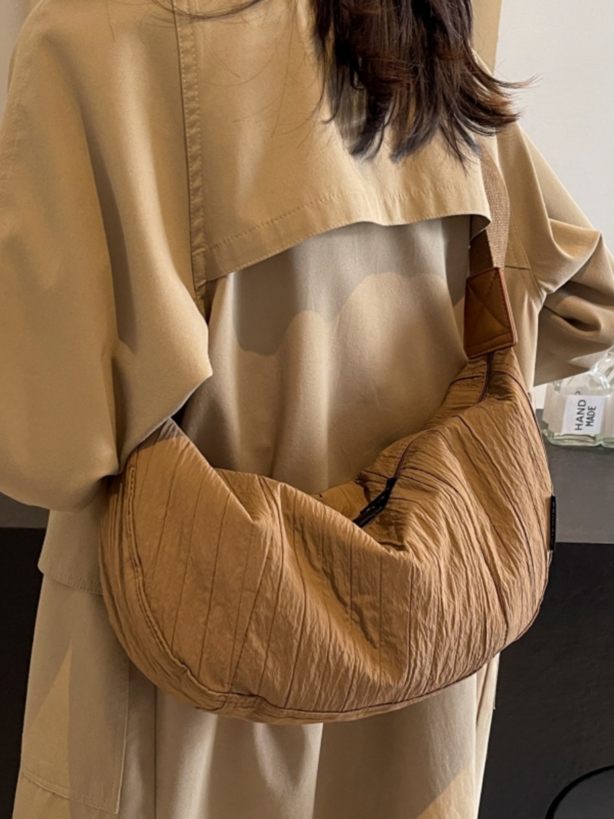 Korean Style Wrinkled Canvas Bag for Women, Casual Large Capacity Commuting Dumpling Shoulder Crossbody Bag, Versatile Student Tote Korean Style Wrinkled Canvas Bag for Women, Casual Large Capacity Commuting Dumpling Shoulder Crossbody Bag, Versatile Student Tote