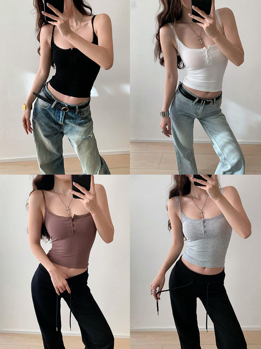 Lace Camisole Top for Women - American Hot Girl Style, Summer Outerwear, Sexy Base Layer, Y2K Fashion Lace Camisole Top for Women - American Hot Girl Style, Summer Outerwear, Sexy Base Layer, Y2K Fashion