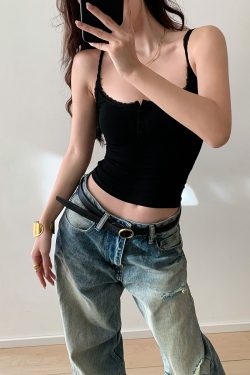 Lace Camisole Top for Women - American Hot Girl Style, Summer Outerwear, Sexy Base Layer, Y2K Fashion
