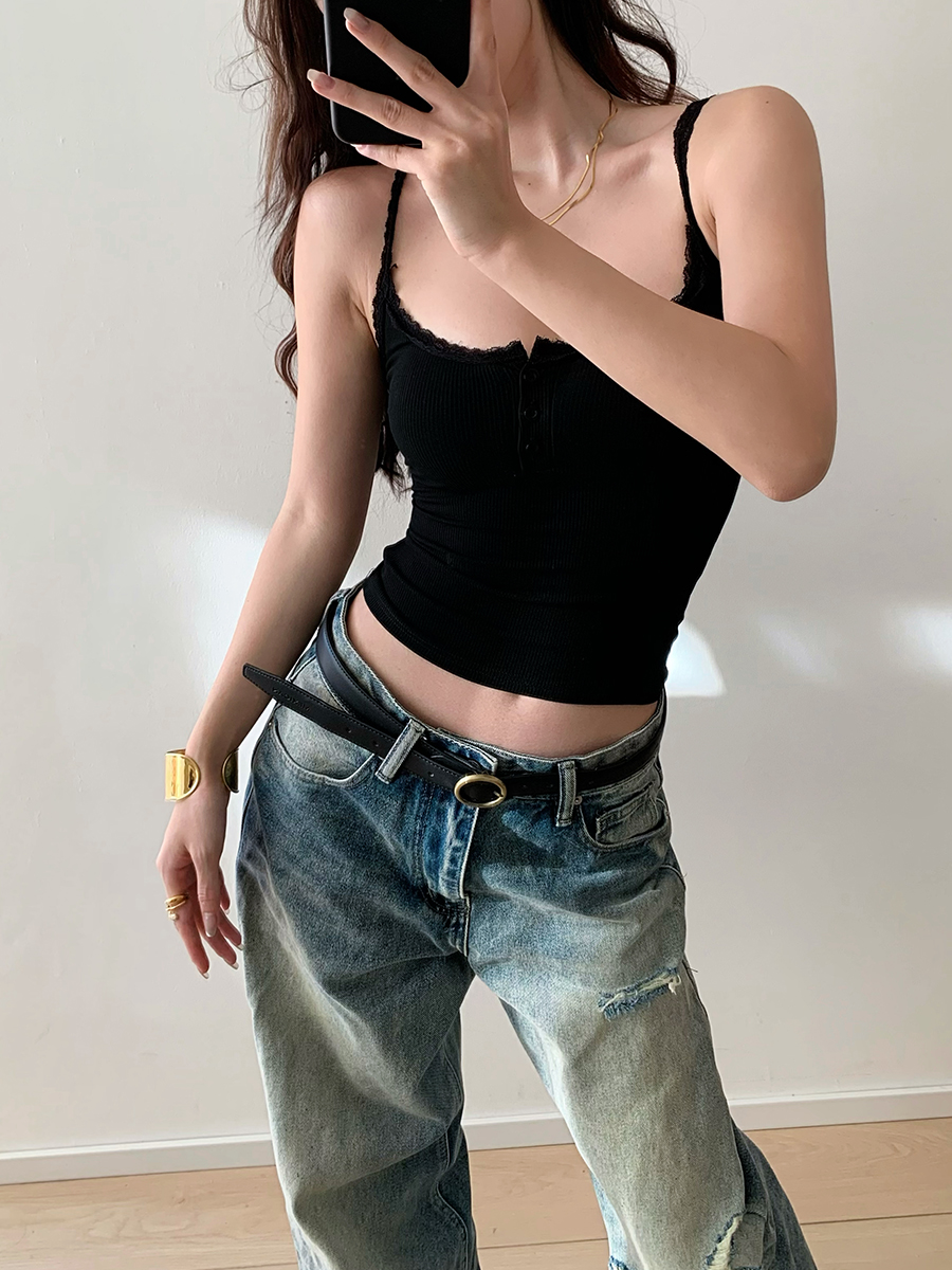 Lace Camisole Top for Women - American Hot Girl Style, Summer Outerwear, Sexy Base Layer, Y2K Fashion Lace Camisole Top for Women - American Hot Girl Style, Summer Outerwear, Sexy Base Layer, Y2K Fashion