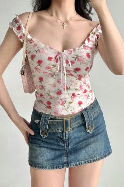 Lace Edge Printed Sleeveless Slim Top for Summer - European and American Style Women's Fashion