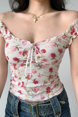 Lace Edge Printed Sleeveless Slim Top for Summer - European and American Style Women's Fashion