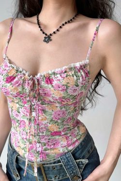 Lace Hollow Out Floral Camisole - Women's Summer Slim Fit Top in European American Style, Perfect for Y2K and 90s Inspired Looks