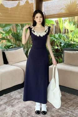 Lace Splicing Design Strap Dress - Women's Summer Sexy Slim Fit Dress with 90s Inspired Style